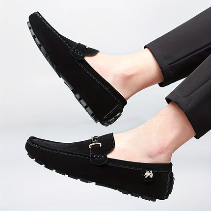 Men's Moccasin Loafers with Metallic Decor