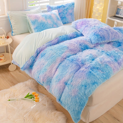 3pcs Tie-Dye Plush Duvet Set – Soft Winter Comfort
