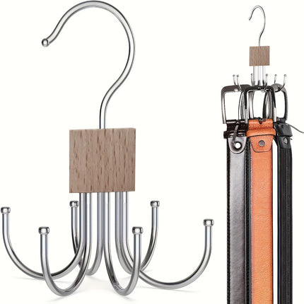 Rotatable Wooden Multi-Purpose Belt Hanger