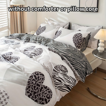 Leopard Print Heart Comforter Set - Cozy & Stylish Bedding