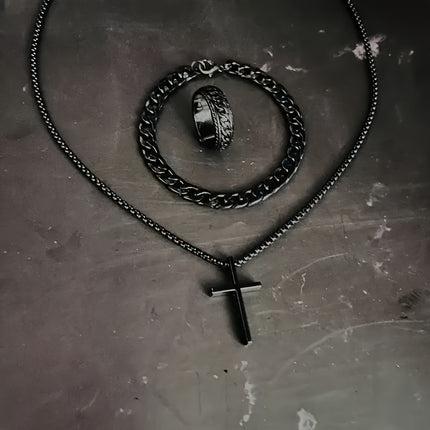 Men's Cross Faith Pendant Jewelry Set