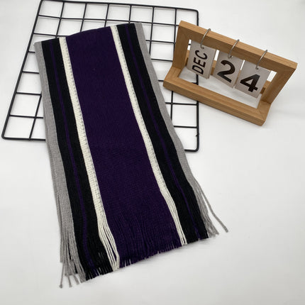 Men’s Striped Tassel Acrylic Scarf