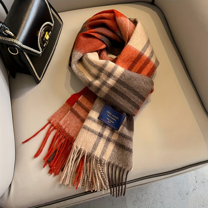 Cozy British Plaid Wool Scarf