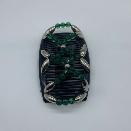 Women's Double-Sided Beaded Hair Comb – Elegant Ponytail Barrette