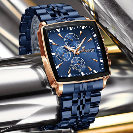 Luxury Blue Rectangle Quartz Watch