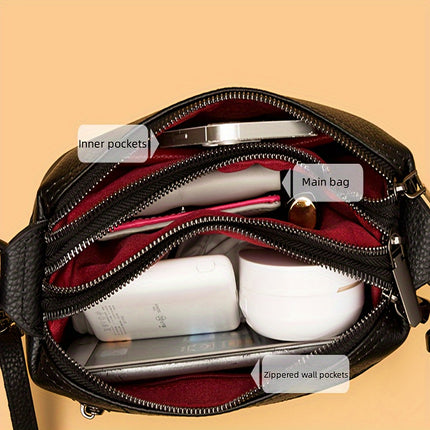 Elegant Red Leather Crossbody Bag