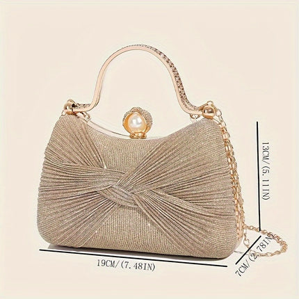 Elegant Glitter Bow Evening Clutch
