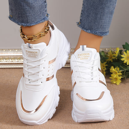 Women's White & Rose Gold Sneakers