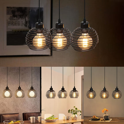 Vintage-Style Pendant Lamp - Adjustable Arm, Black Finish