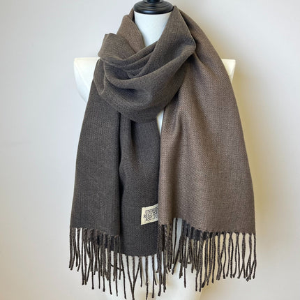 Double-Sided Two-Color Tassel Scarf
