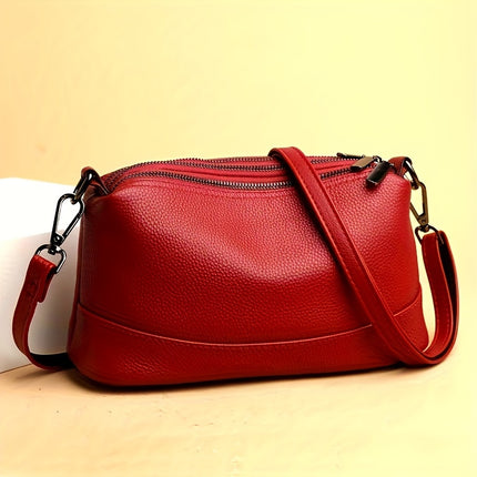 Chic Red Leather Crossbody Bag