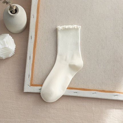 Women's Cotton Mid-Calf Lace Socks (6 Pairs)