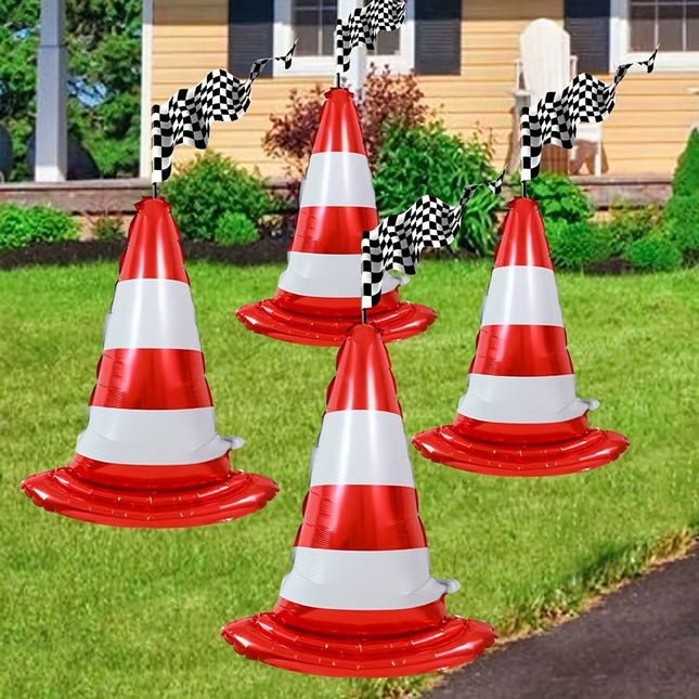 4pcs Red Racing Roadblock Foil Balloons