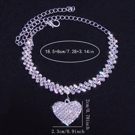 Sparkling Heart Anklet Set