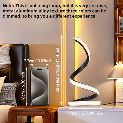 Modern Spiral LED Desk Lamp - Dimmable & Adjustable