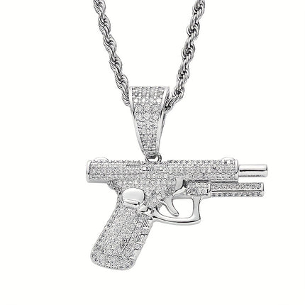 Hip-Hop Zirconia Pistol Necklace