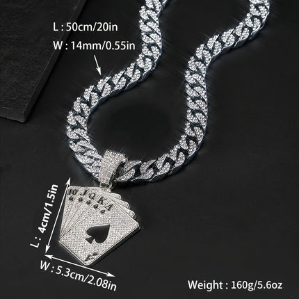 1pc Poker Pendant + Cuban Chain