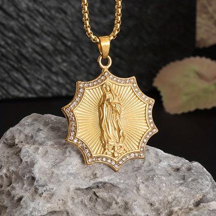 Virgin Mary Star Pendant Necklace
