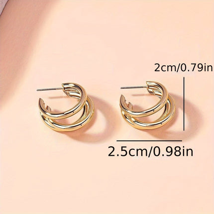 Sparkling Triple-Layer Hoop Earrings