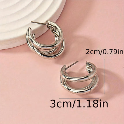 Sparkling Triple-Layer Hoop Earrings
