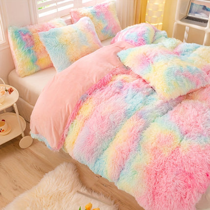 3pcs Tie-Dye Plush Duvet Set – Soft Winter Comfort