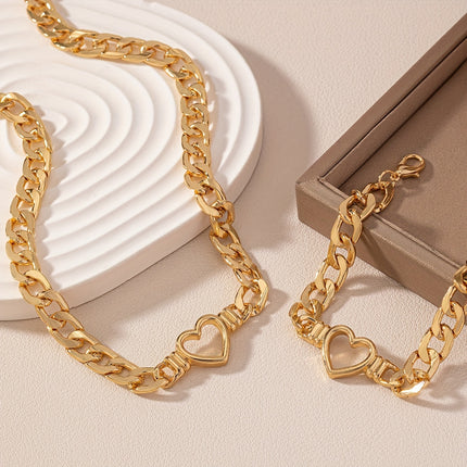 Golden-Tone Heart Choker Set