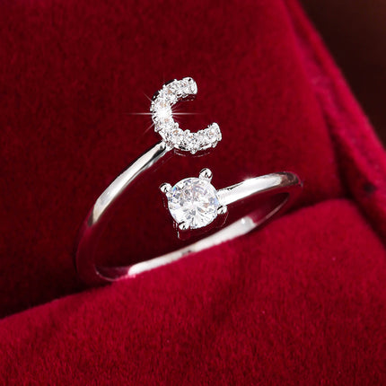 Adjustable Letter Zirconia Copper Ring