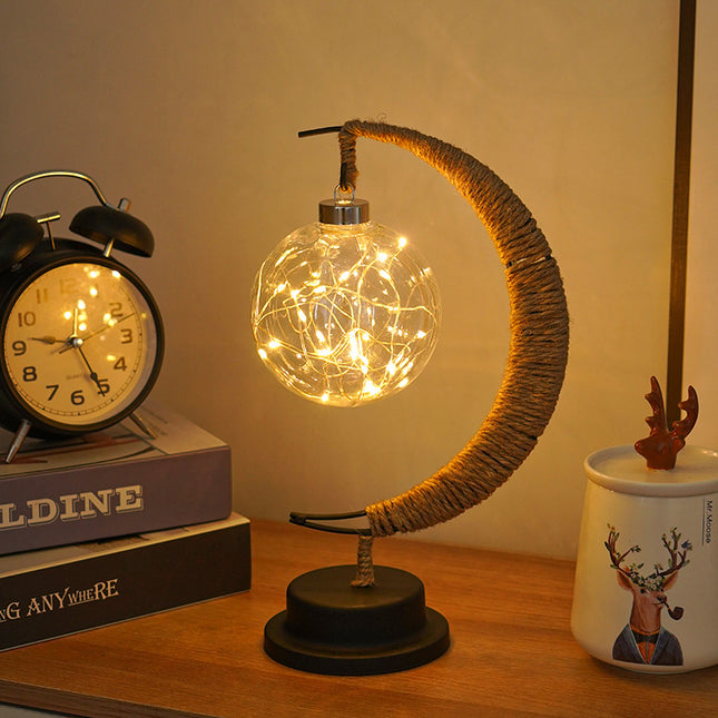 LED Ball Moon Lamp - Wrought Iron Decorative Desk Lamp