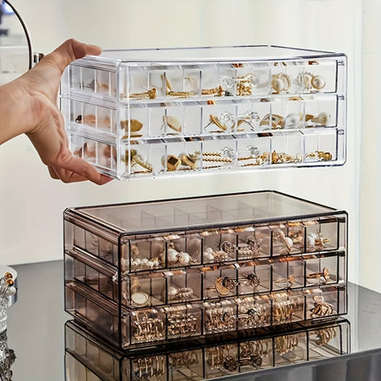 3-Layer Jewelry Organizer with 72 Compartments