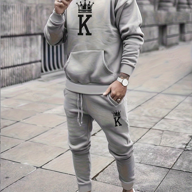 Men's Classic Sporty Casual Printed Hooded Suit