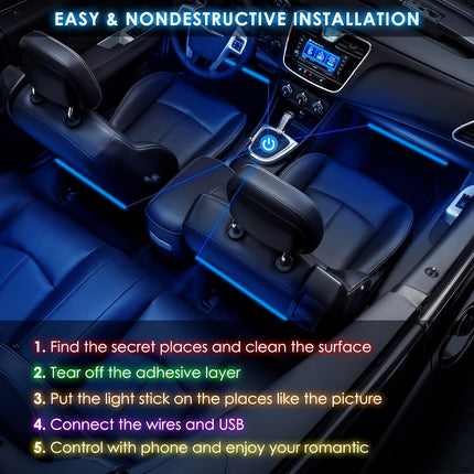 LED Car Interior Lights – Music Sync, Colorful Ambiance