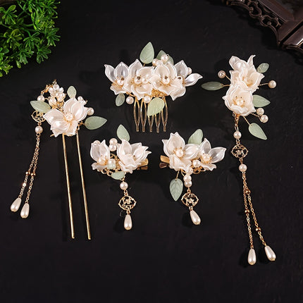 Elegant Resin Floral Hairpins Set