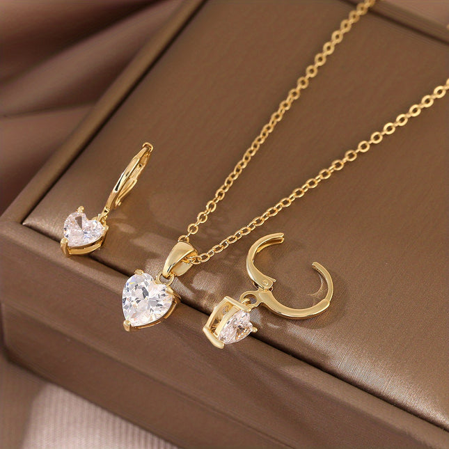 Luxurious Sparkling Heart Jewelry Set