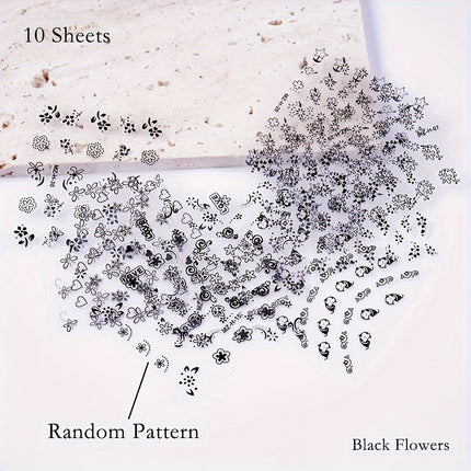 3D Floral & Bow Nail Stickers