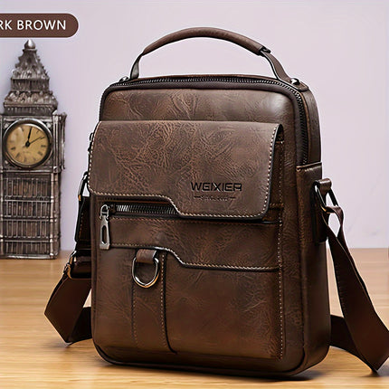 Vintage Leather Crossbody Business Bag