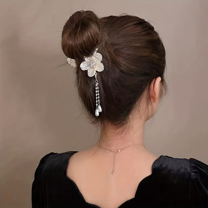 Camellia Tassel Ponytail Clip