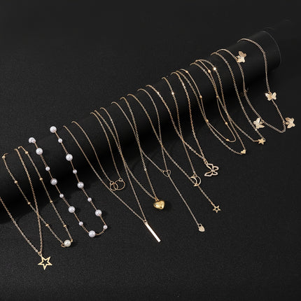11pcs Heart-Shaped Pendant Necklace Set