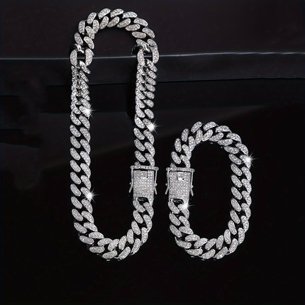 2pcs Exquisite Cuban Link Jewelry Set