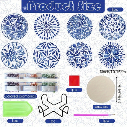 8pcs DIY Diamond Painted Coasters
