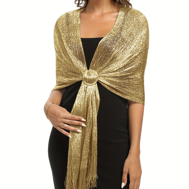 Sparkling Metallic Tassel Shawl