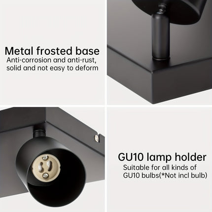 Modern 4-Flame Black LED Ceiling Spotlight – Swiveling GU10 Lamp