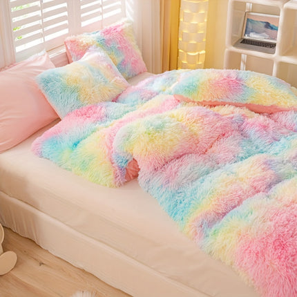 3pcs Tie-Dye Plush Duvet Set – Soft Winter Comfort