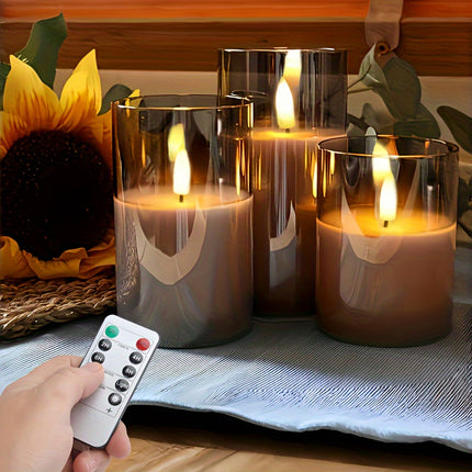 Luxurious Gray LED Candle Lights - Flickering Flame Effect