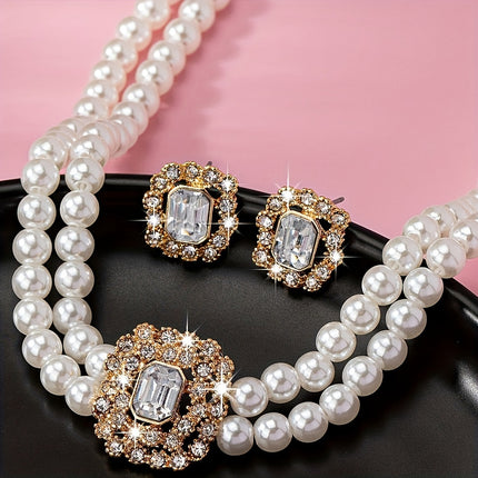 Double-Row Pearl & Rhinestone Set