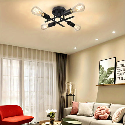 Modern Black Iron Satellite Ceiling Light – Industrial E27/E26 Bulb