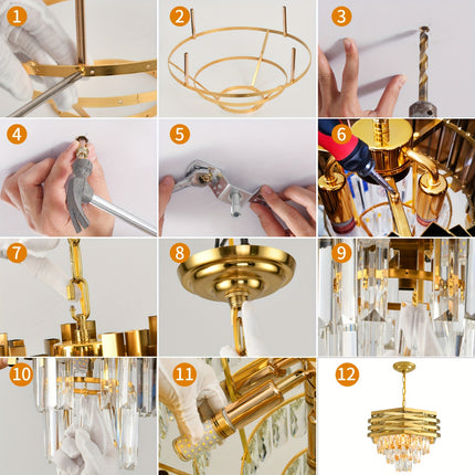 Golden 5-Light Crystal Chandelier – Modern Farmhouse Elegance
