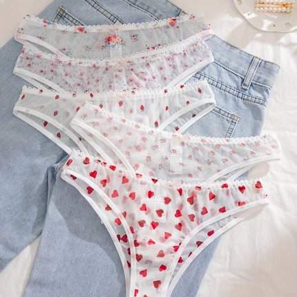 Floral & Heart Print Panty Set