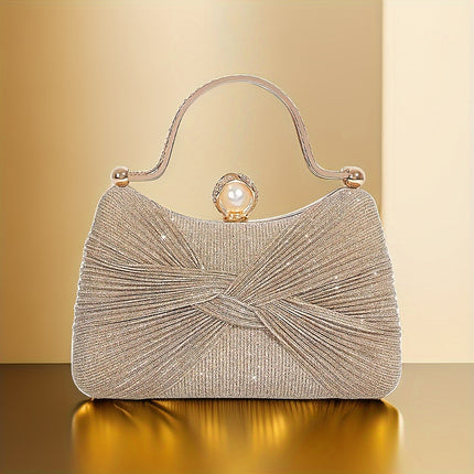 Elegant Glitter Bow Evening Clutch