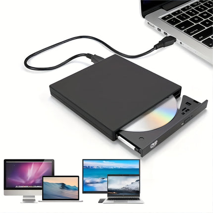 8-in-1 Portable External CD/DVD Drive for Laptops