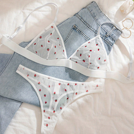 Triangle Cup Mesh Thong Set